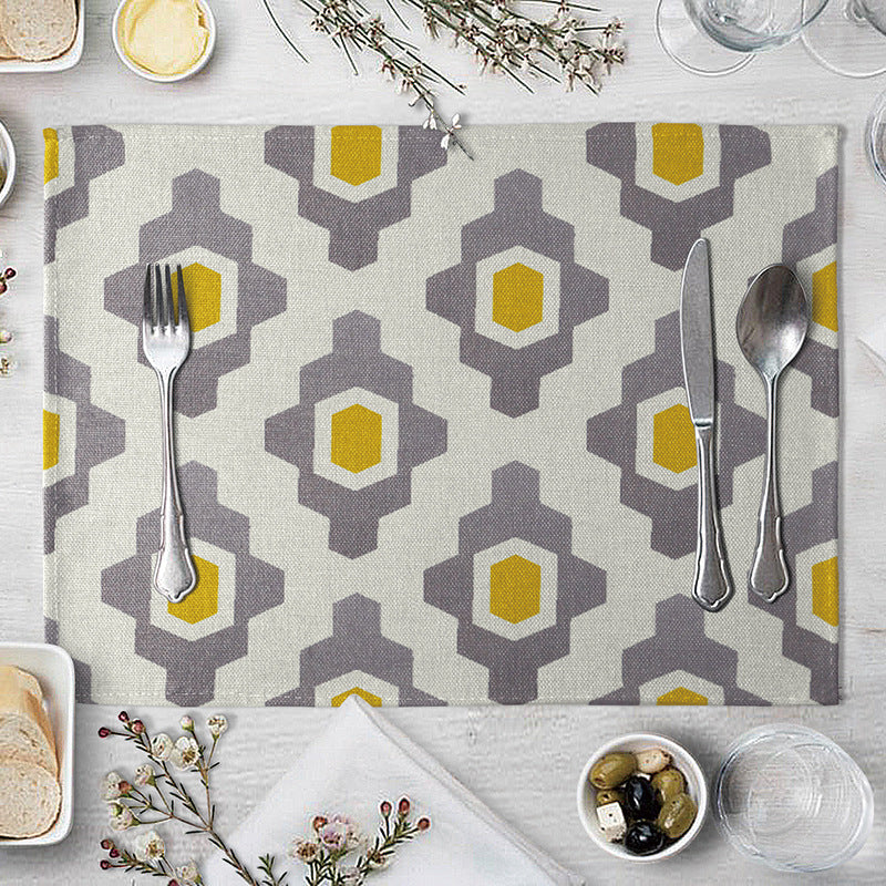 Geometric Pattern Dinner Placemats Set of 4 - Kitchen Table Decor