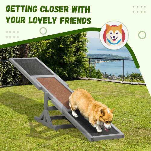 Wooden Dog Agility Seesaw for Training & Exercise, Outdoor Pet Toy, Grey