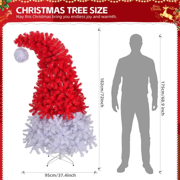 6 FT Santa Hat Style Pre-lit Christmas Tree with 300 Lights