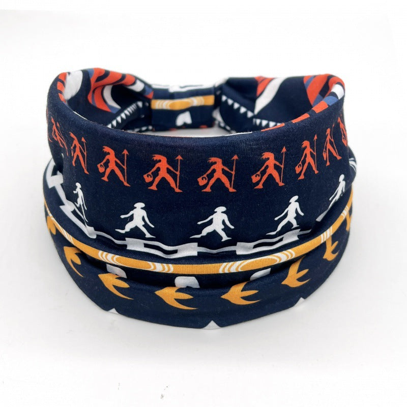 Wide-Brimmed Yoga & Cycling Headband with Printed Pattern - Bohemian Style