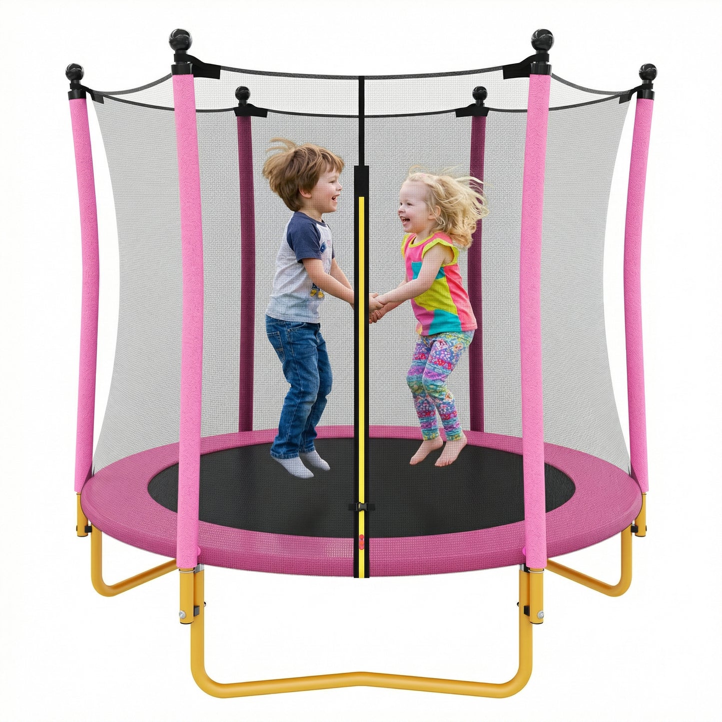 5.5 FT Kids Trampoline with Safety Net - Pink Indoor Outdoor Mini Trampoline