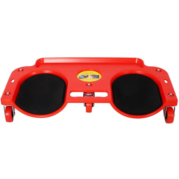 Durable Rolling Knee Creeper with 360° Casters and Tool Tray - Red