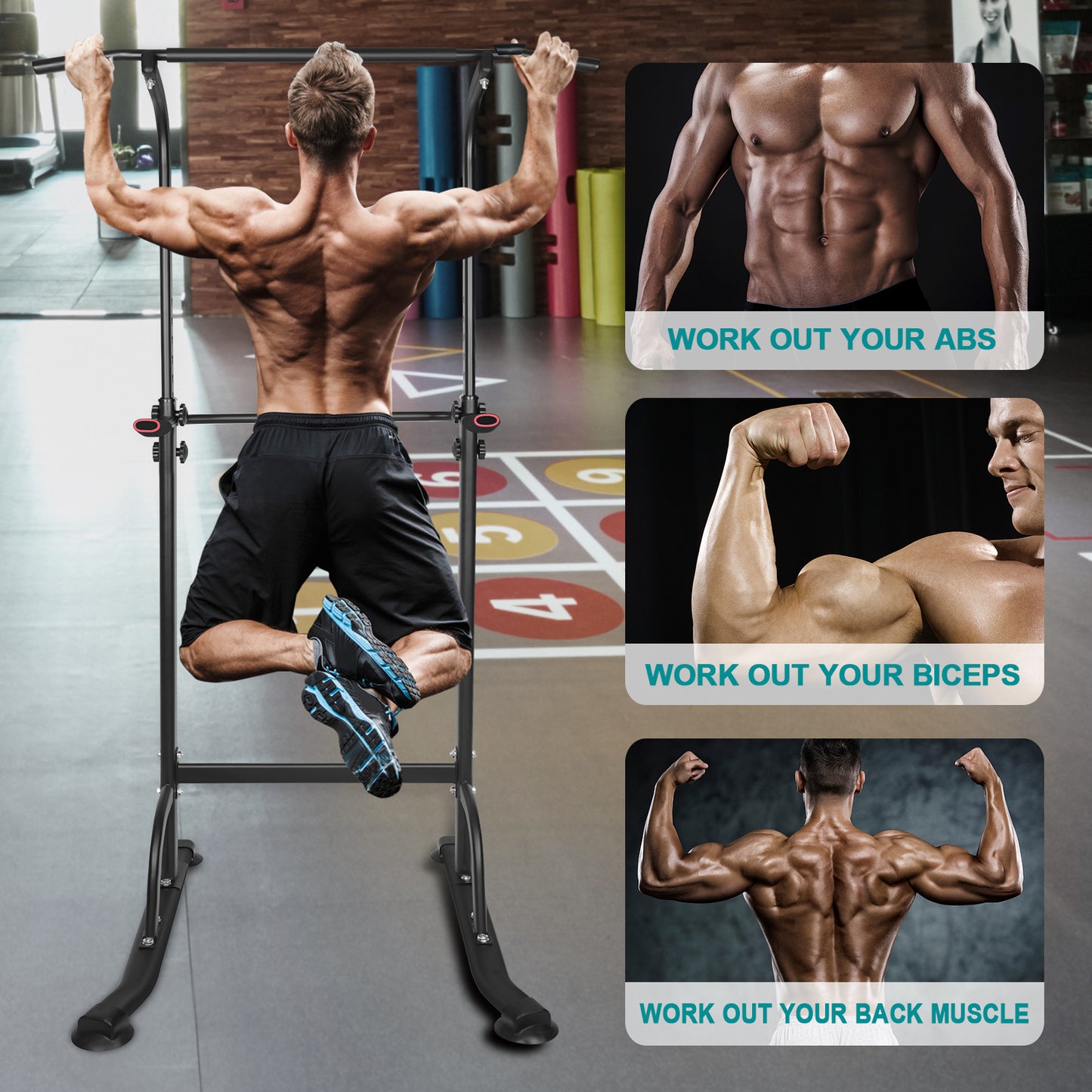 Adjustable Height Power Tower Dip Station - Heavy Duty Fitness Equipment