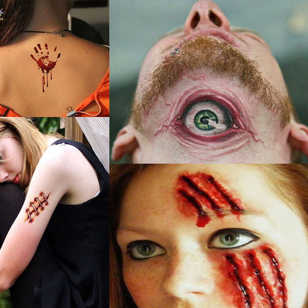 Realistic Temporary Scar Tattoos - Bloody Wound Face Decals for Halloween