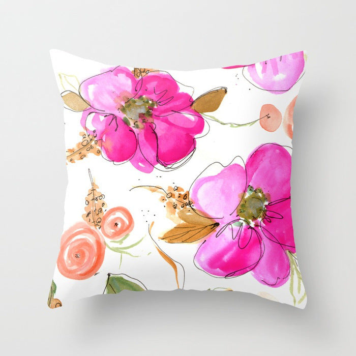 Simple Flower Pillow Cover 45x45cm Modern Cushion Case Polyester