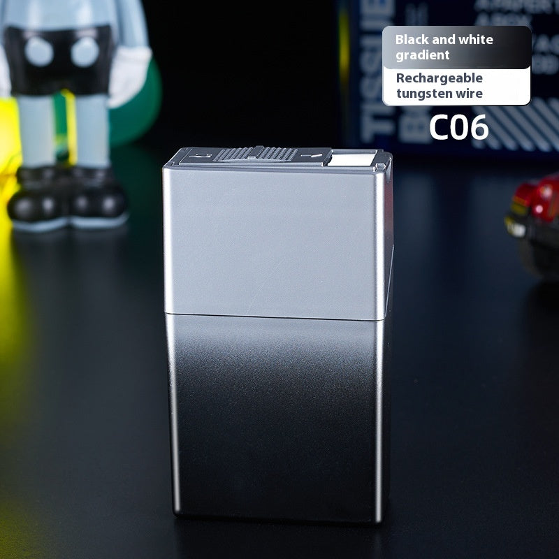 Portable Cigarette Case with Lighter - Gradient Color Windproof Storage Organizer