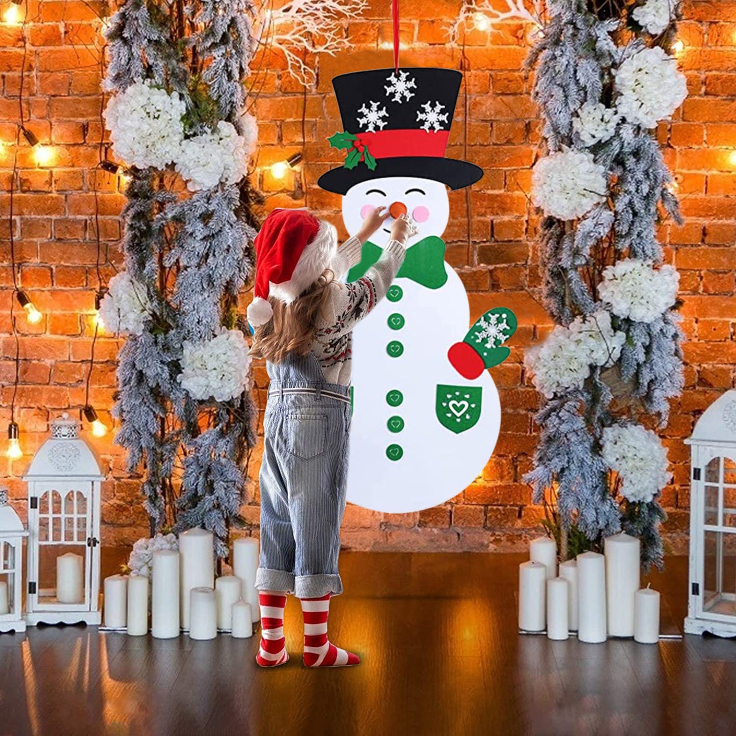 DIY Felt Christmas Snowman Decoration Set with 54 Ornaments