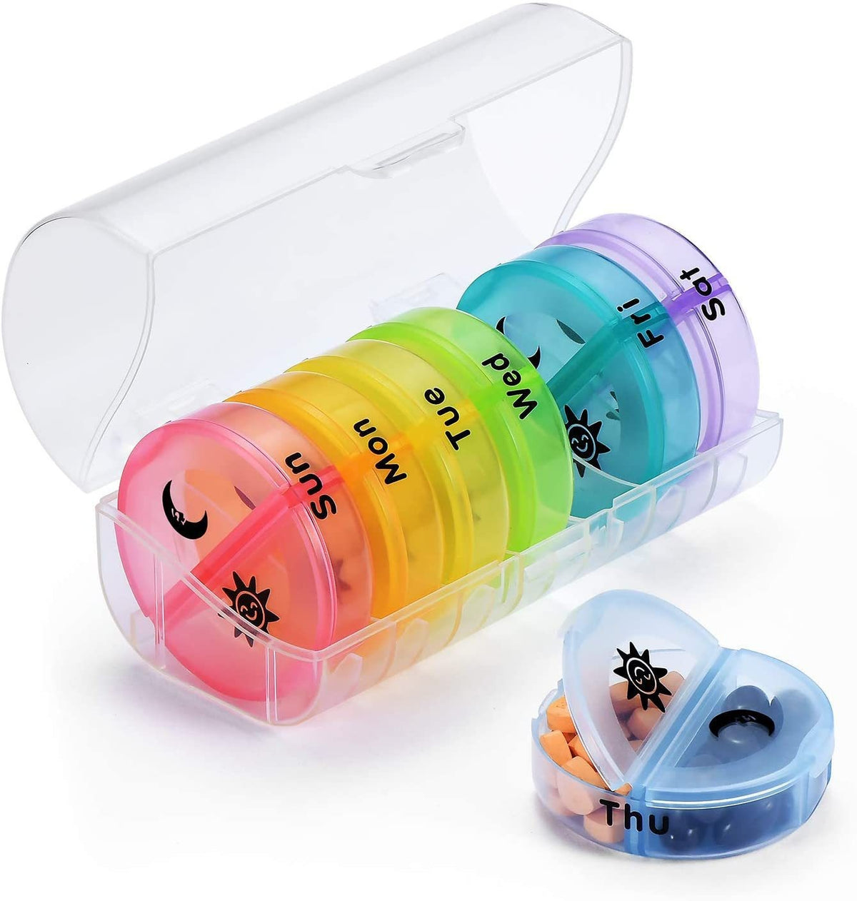 Mini Travel Pill Box with 14 Grid Moisture-Proof Portable Storage Organizer