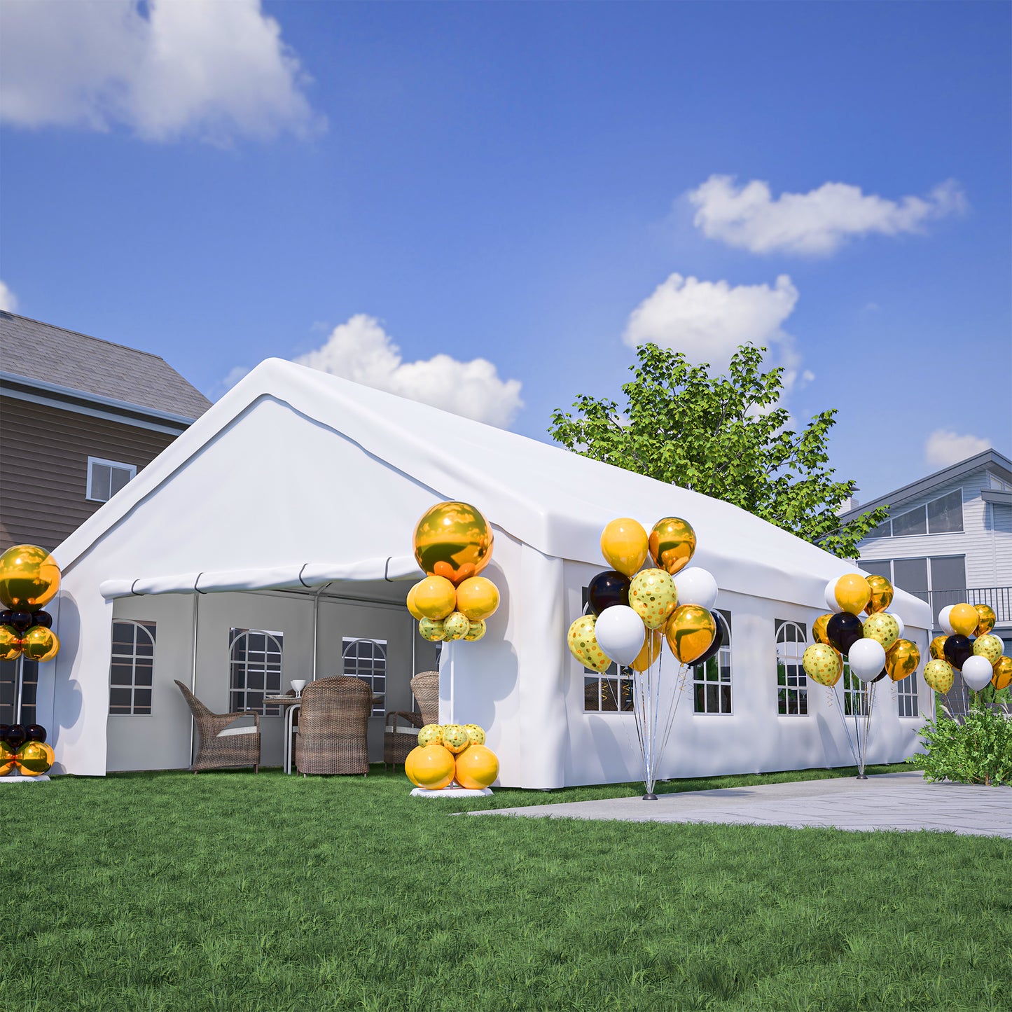 20x32 FT Party Tent With 3 Storage Bags & Removable Sidewalls,