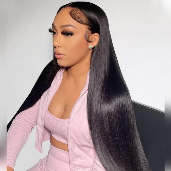 Straight Human Hair 4x4 Lace Closure Wig - 150% Density Natural Color