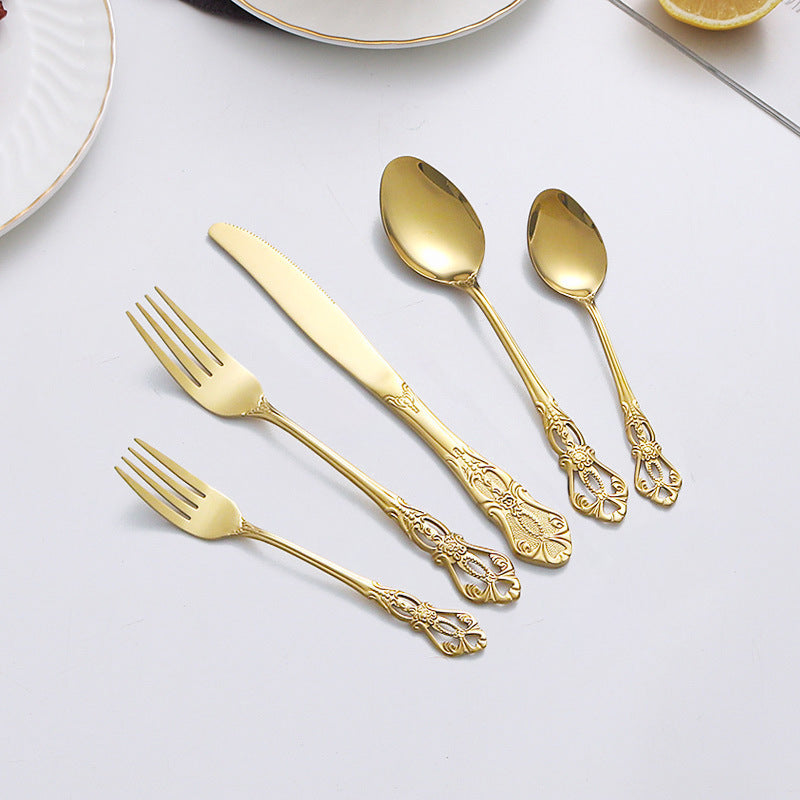 20-Piece Stainless Steel Cutlery Set - Silver, Gold & Black Finish
