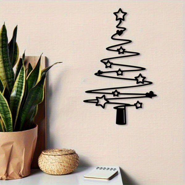 Minimalist Metal Christmas Tree Wall Decoration - Aluminum Art