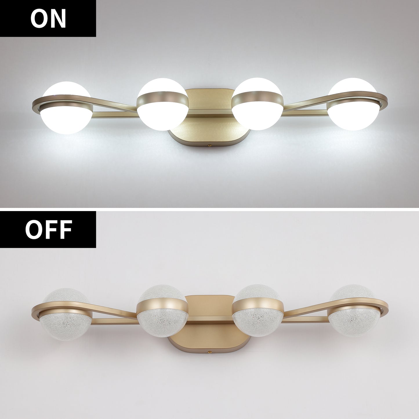 28-Inch Golden LED Bathroom Vanity Light - 4-Light Fixture