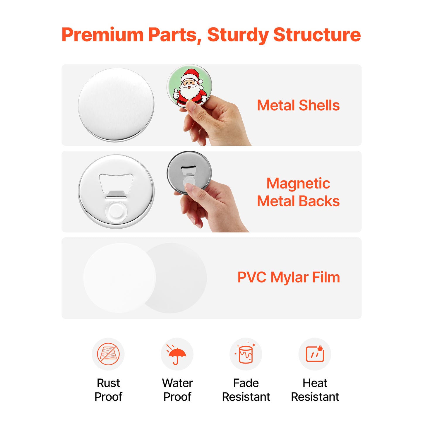 Button Maker Supplies 50 Sets Magnet Buttons with Backs, Clear Films & Paper for DIY Crafts