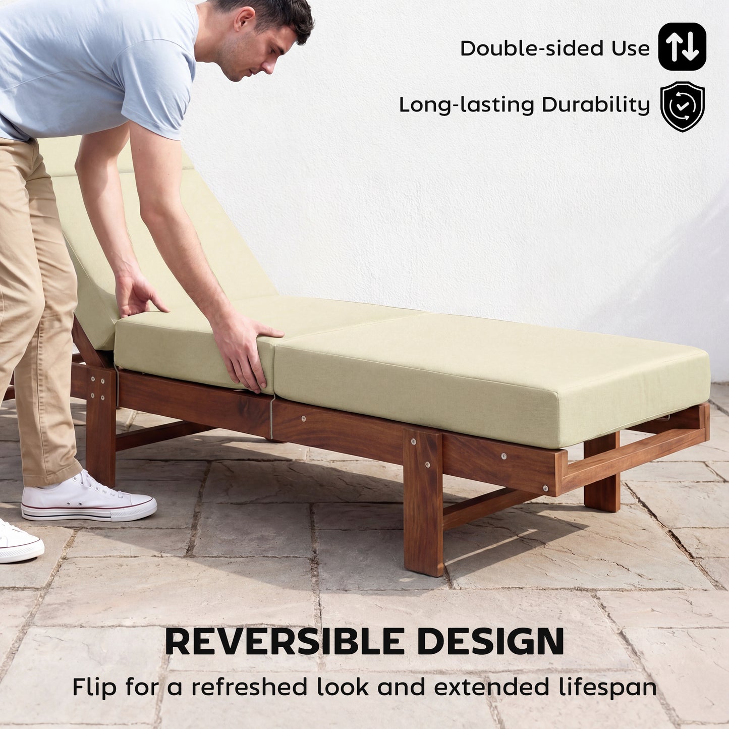 Outdoor Lounge Chair Cushions - Set of 2, 4" Thick, Cream White
