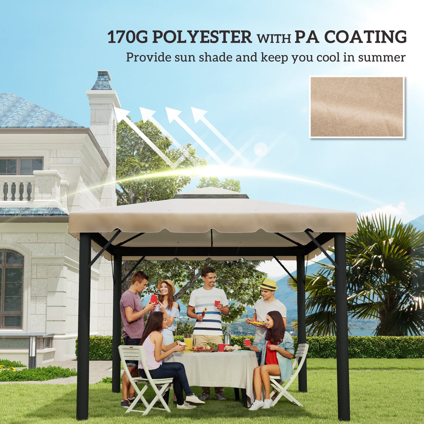 10x10 Gazebo Replacement Canopy - Khaki, Model 84C-051/84C-269