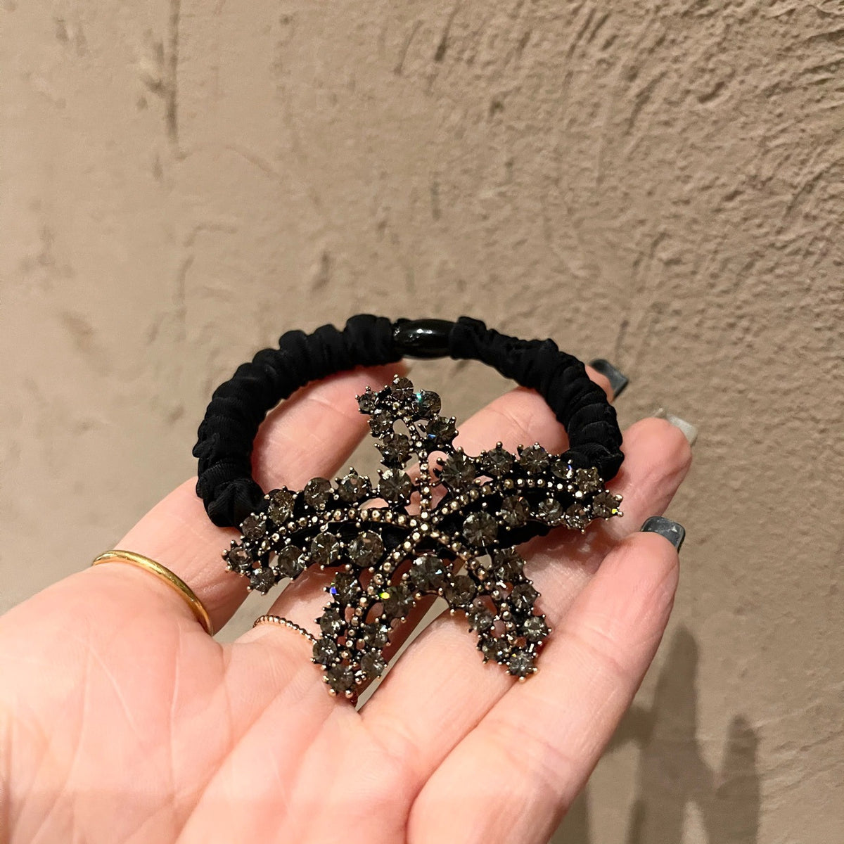 Starfish Rhinestone Hair Ring - Alloy