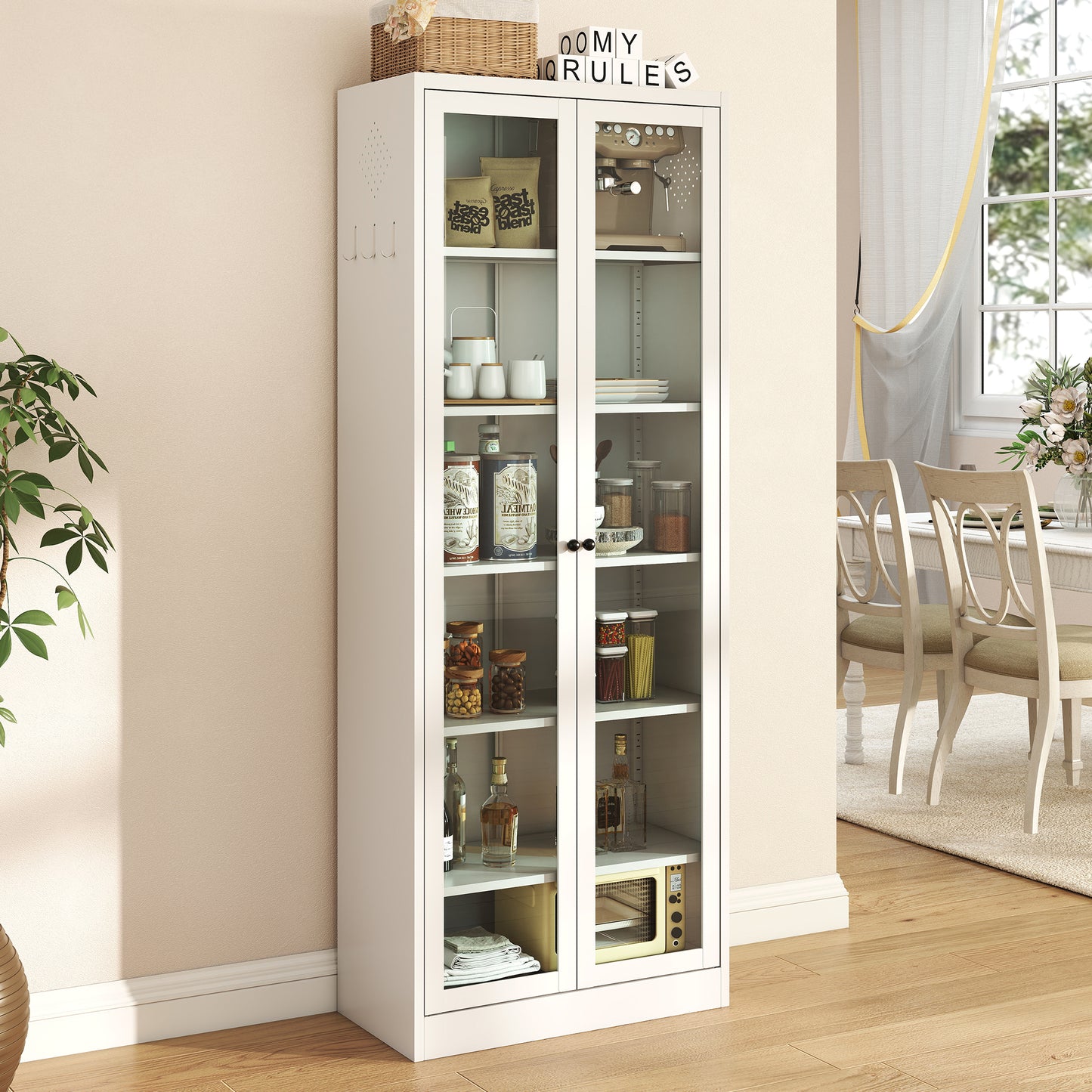 Metal Kitchen Pantry Cabinet - 72 Tall Storage With 5 Adjustable