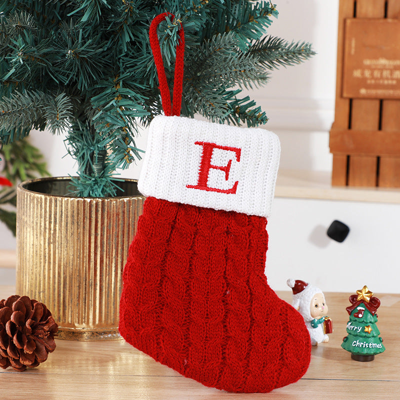Christmas Stockings Decorative Wool Knitted Socks - Creative Tree Pendant