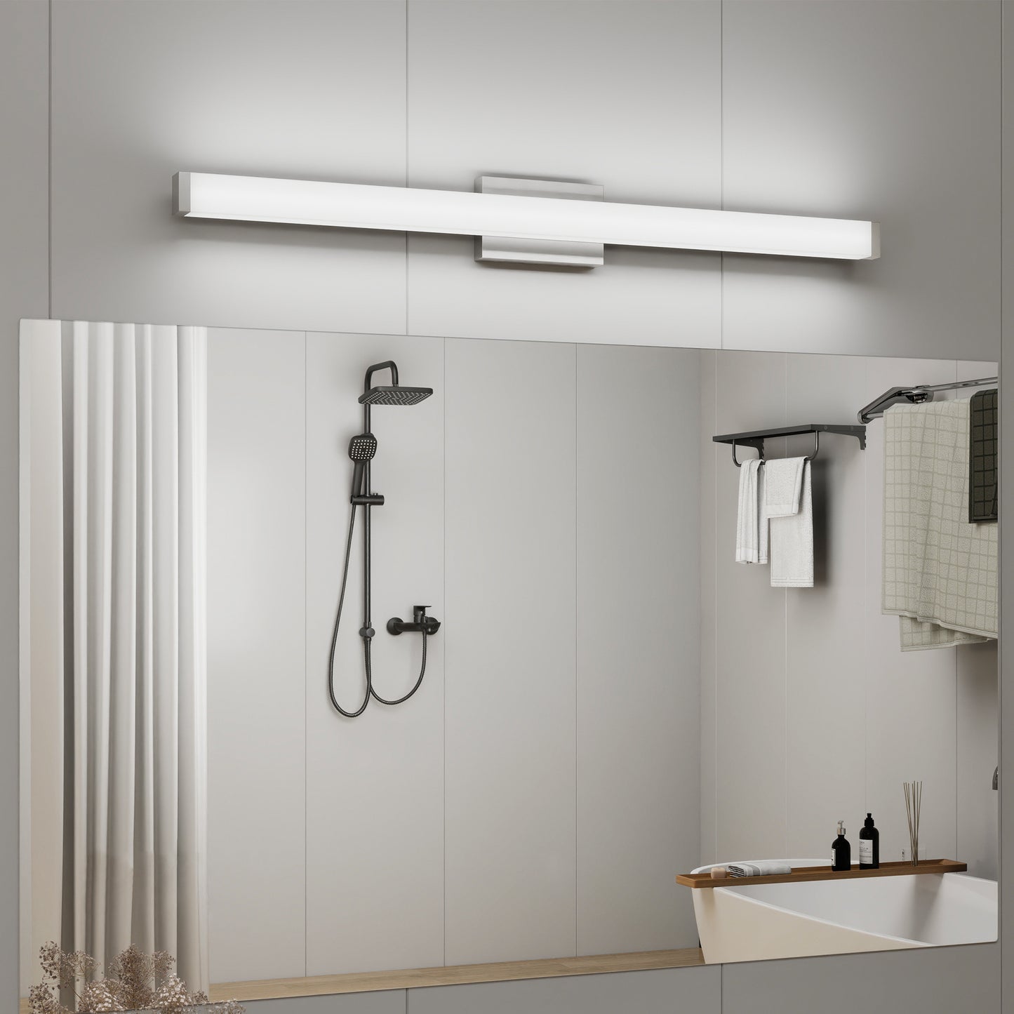 40.6 Inch Brushed Nickel LED Bathroom Vanity Light Wall Fixture 24W Cool White