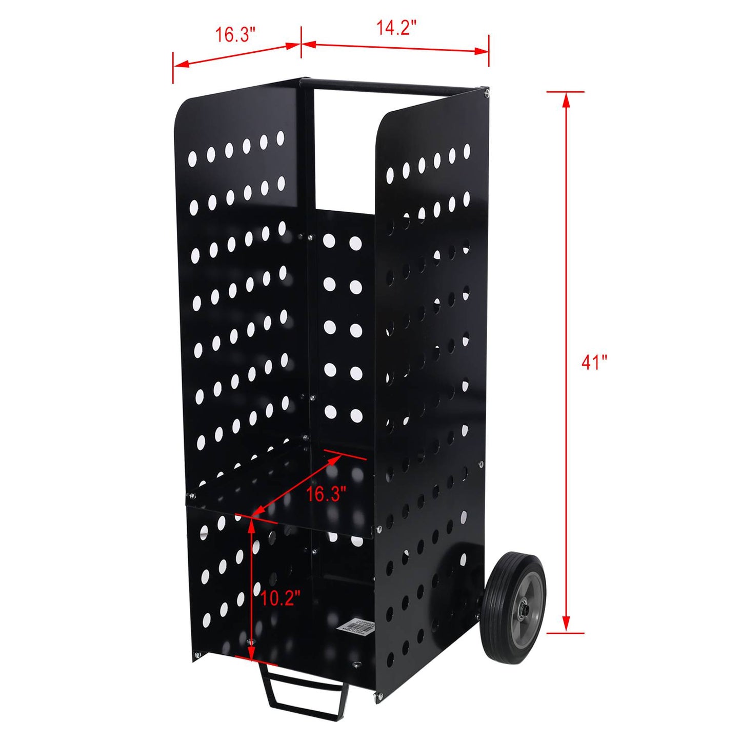 Firewood Cart with Rubber Wheels - Outdoor Log Rolling Carrier Black