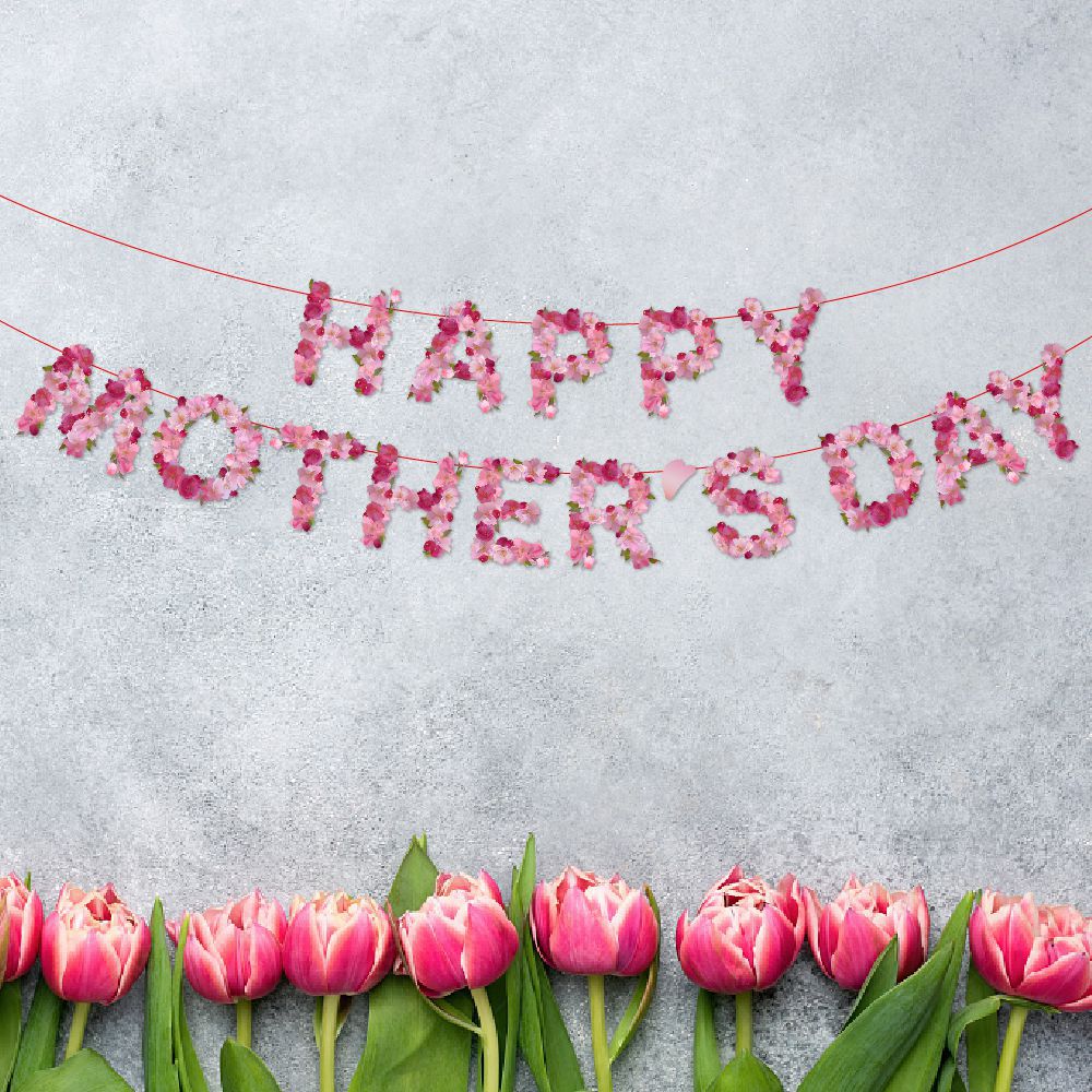 Mother's Day Flag - Floral Hanging Decoration for Holidays Pink