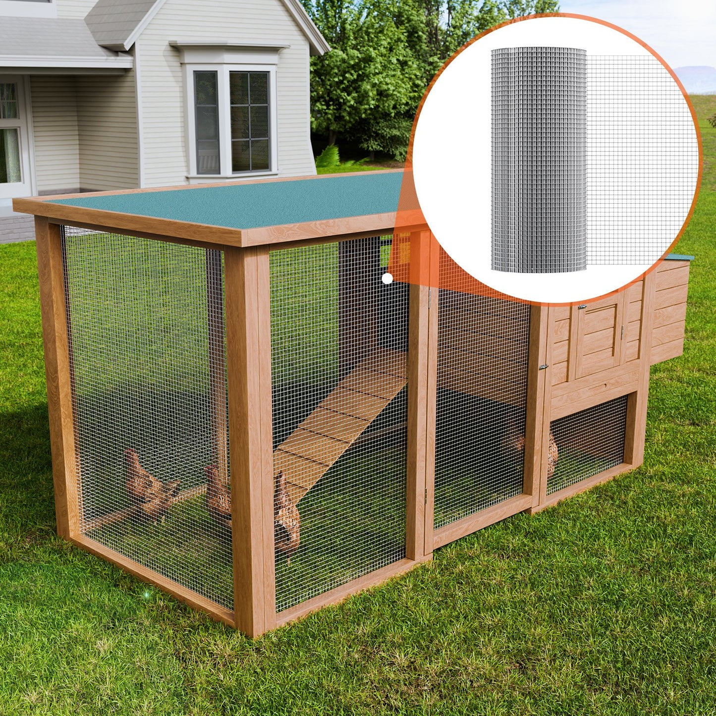 Galvanized Wire Mesh Roll 24in x 100ft 1/2 Inch Hole for Garden & Small Animal Fencing