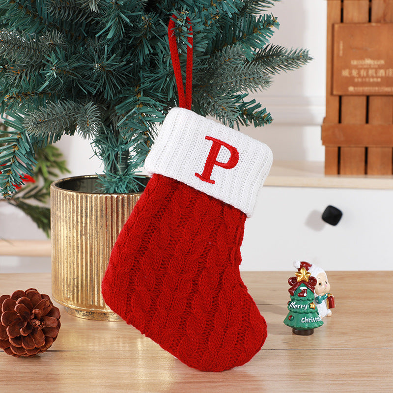 Christmas Stockings Decorative Wool Knitted Socks - Creative Tree Pendant