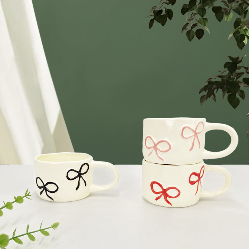 European Style Heart Hand Pinch Bow Coffee Cup - Porcelain Drinkware