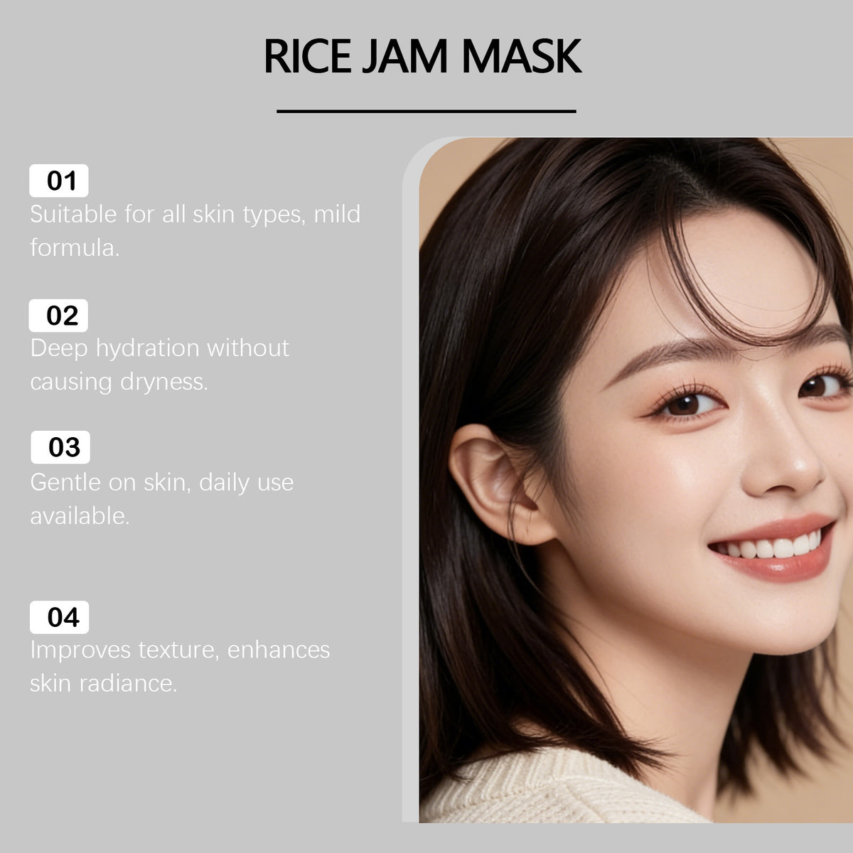 Rice Extract Hydrating Face Mask - Rejuvenating Skin Care 150g