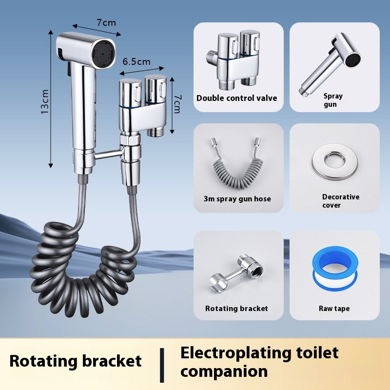 Two-Way Angle Valve Water Gun for Toilet Kitchen Shower - Stainless Steel