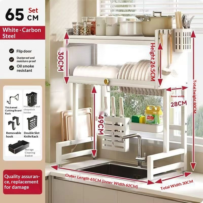 Kitchen Countertop Cabinet Shelf - Modern Steel Storage Organizer