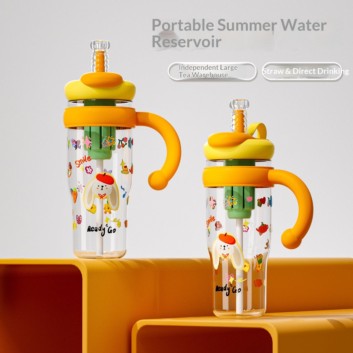 Ice-Blended Jumbo Water Bottle with Cartoon Colors - 1300ml Drinkware