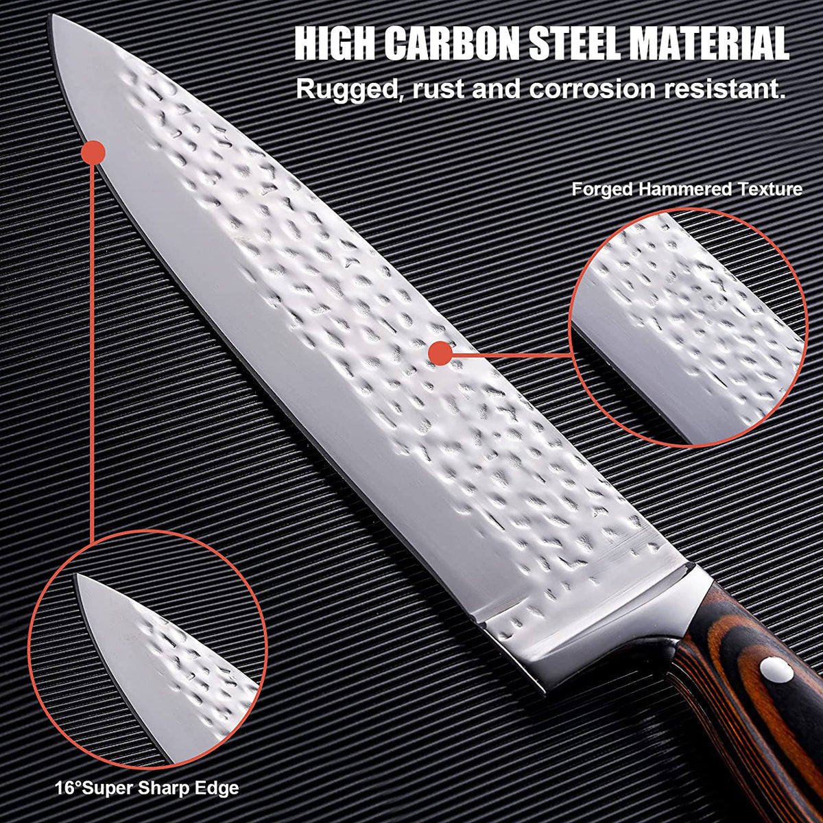 15-Piece Hammered and Forged Chef's Knife Set with Knife Holder