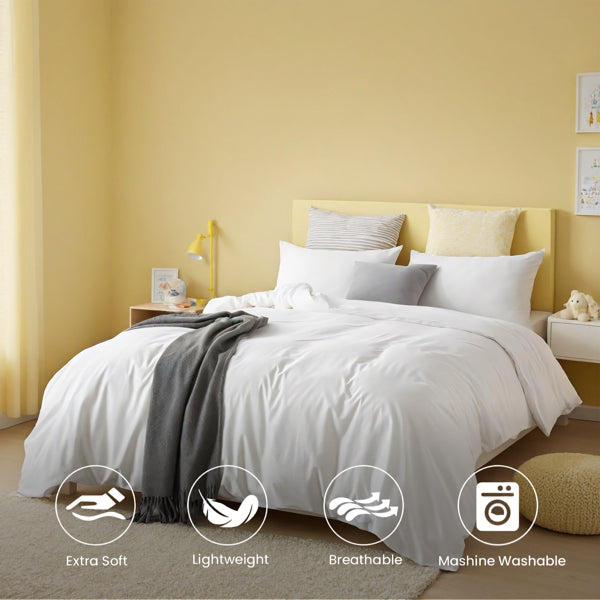White & Pink Oversized Duvet Cover Set - 3-Piece Bedding Set