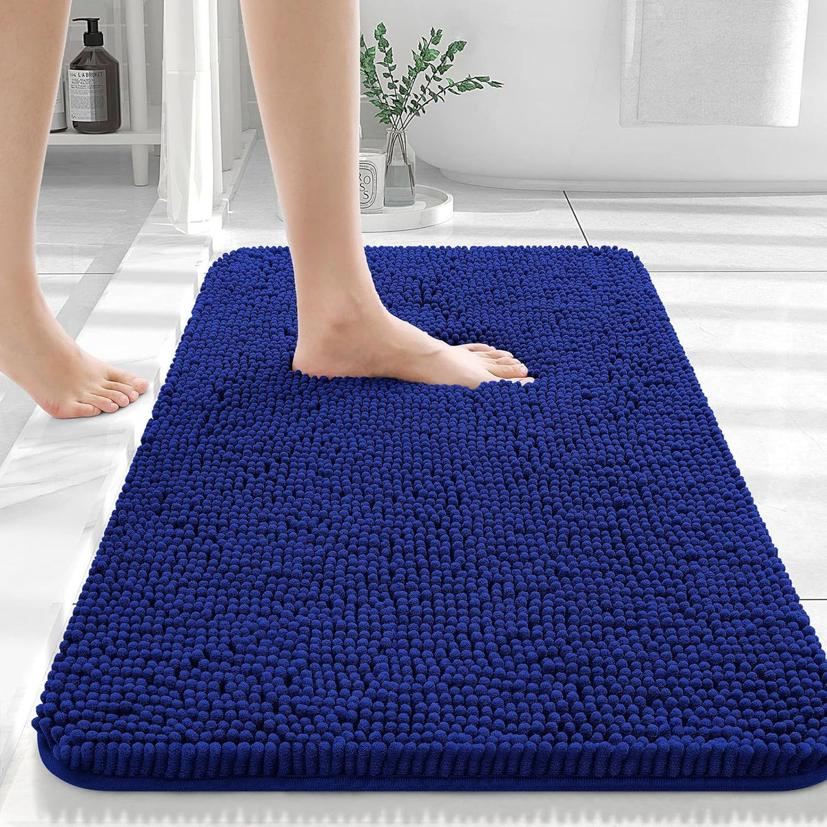 Long Wool Chenille Floor Mat Absorbent Non-Slip Bathroom and Bedroom Carpet
