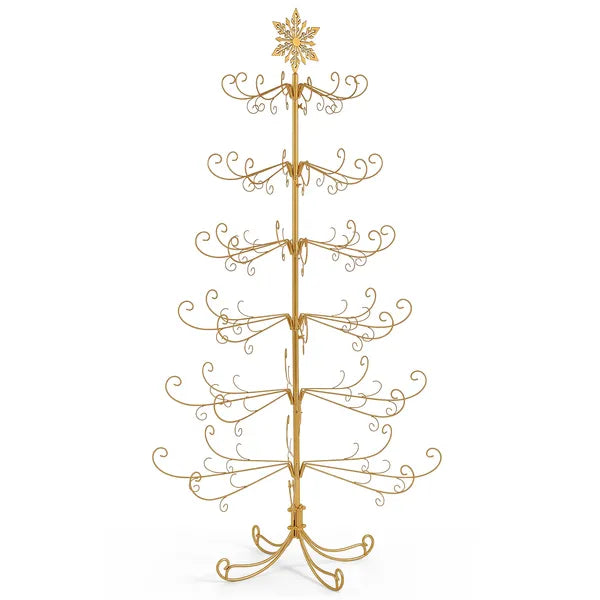 6ft Gold Iron Christmas Tree with Snowflake Topper - PVC