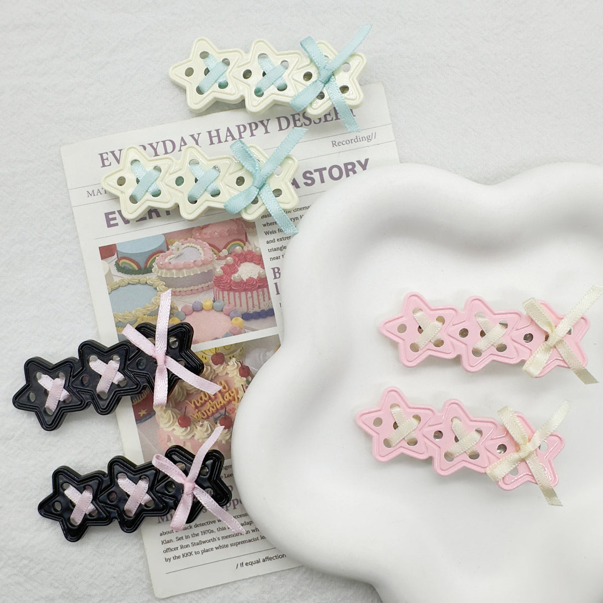 Star Hairpin Clip-In Hair Accessory for Girls - Ribbon & Duckbill Styles
