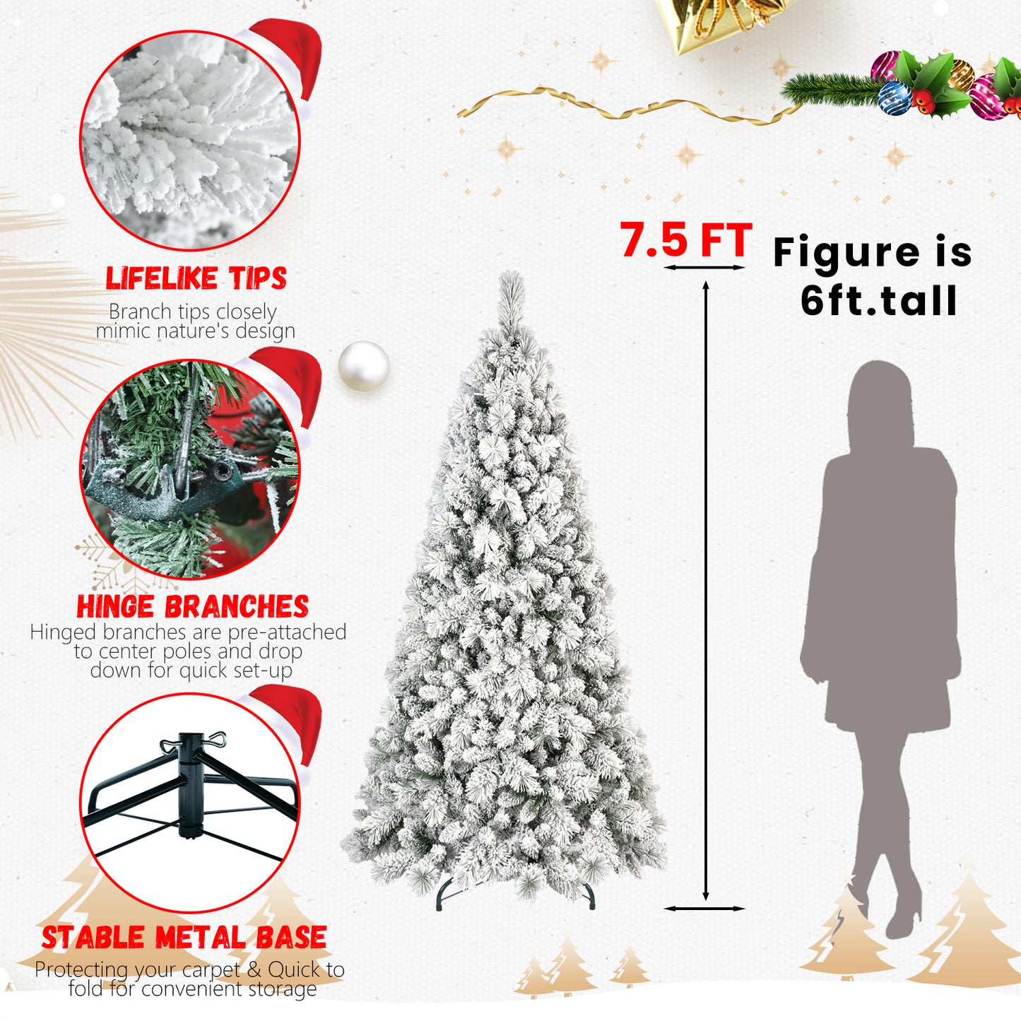 Flocked PVC Christmas Tree - Multiple Heights Available