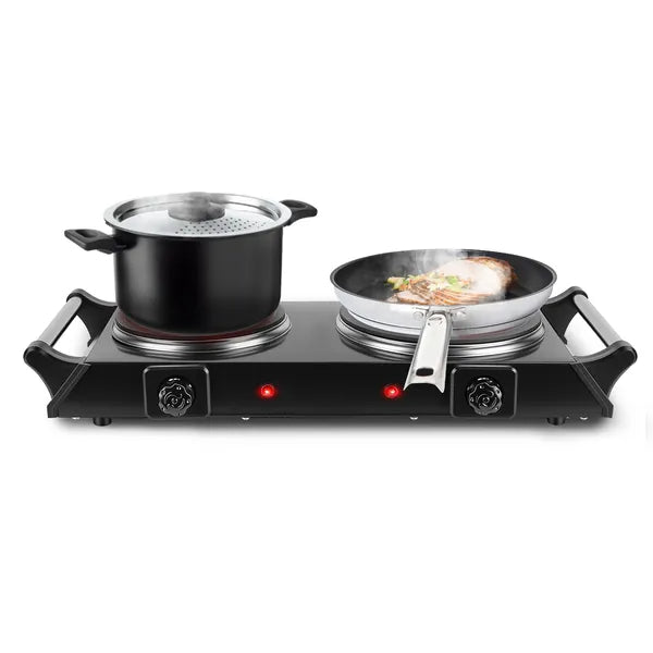 1800W Electric Double Burner Hot Plate with 5 Temperature Settings