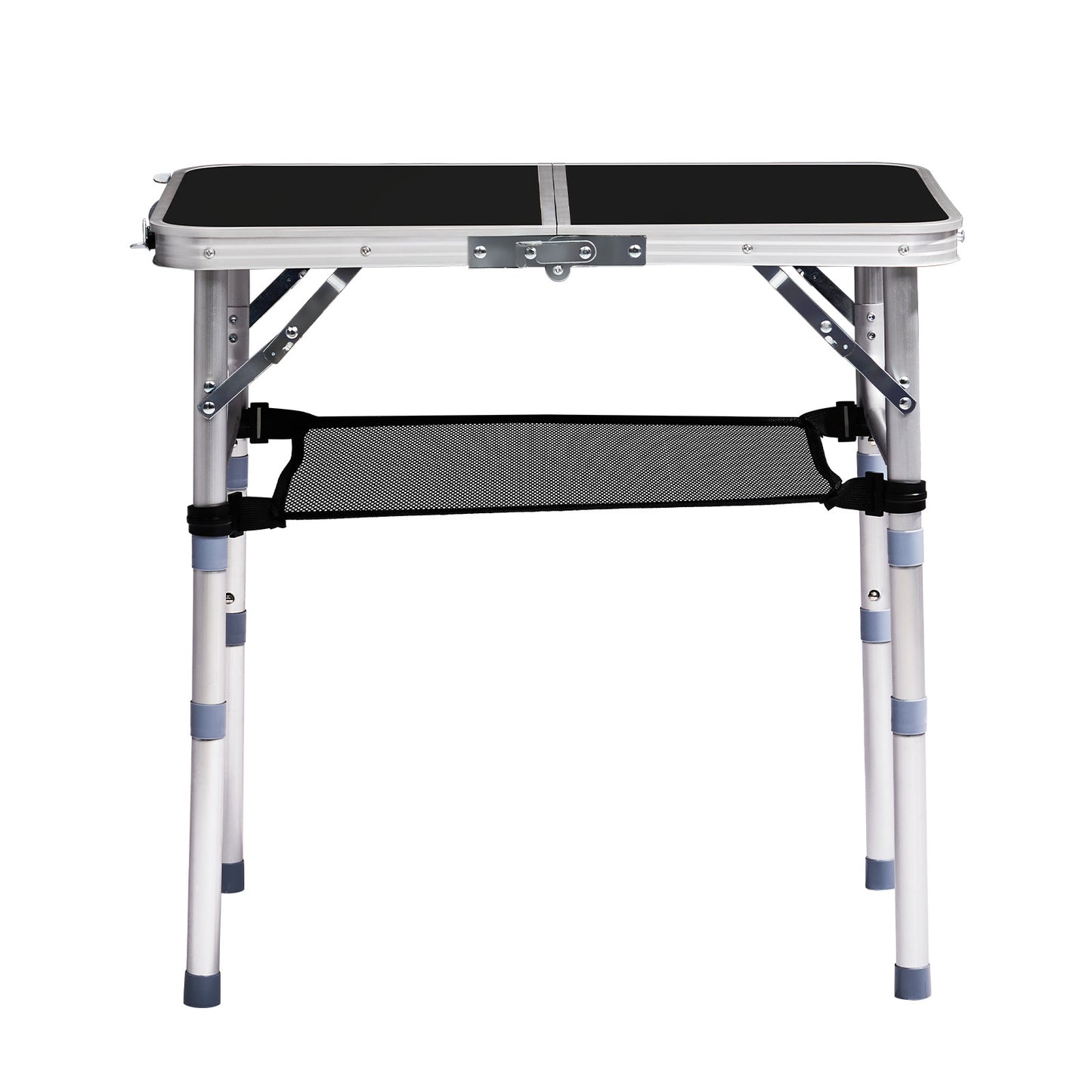 Adjustable Height Foldable Aluminum Outdoor Side Table - Black