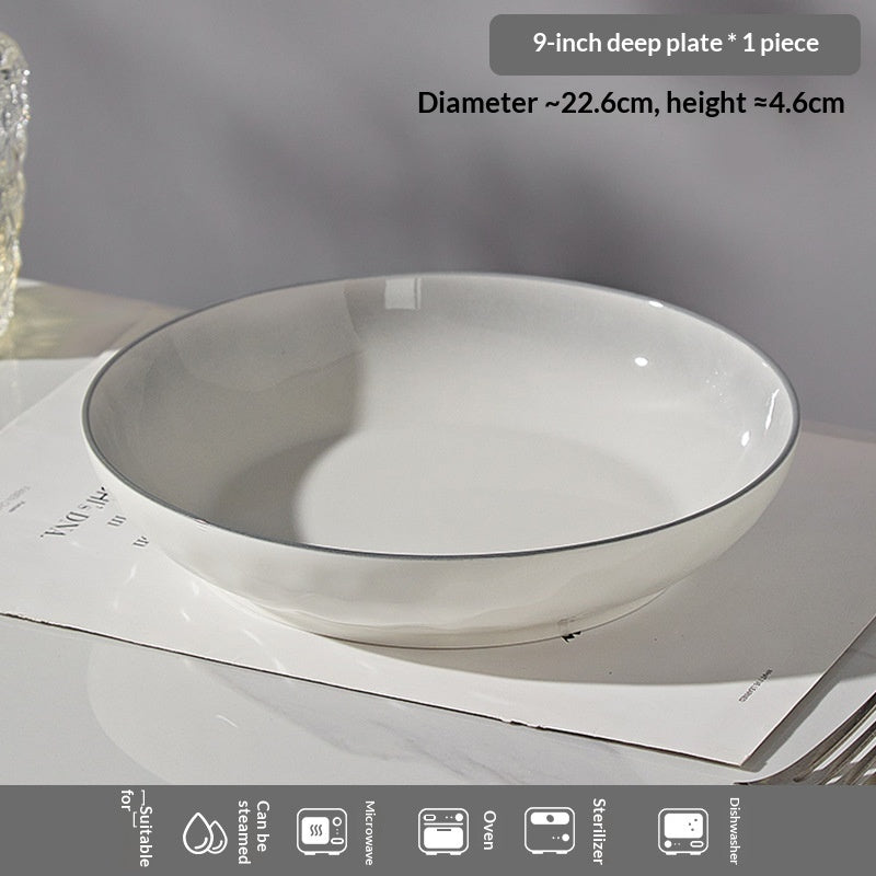 Gray Ceramic Bowls and Dishes Set for Kitchen Dining