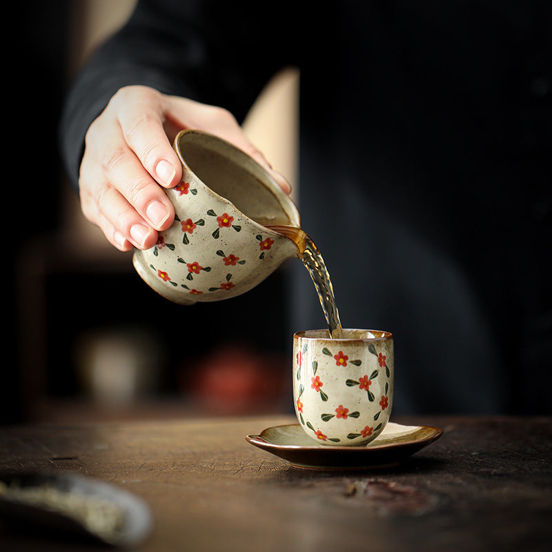 Small Floral Hand-Painted Ceramic Cup Set - Chinese Teaware, 50ml