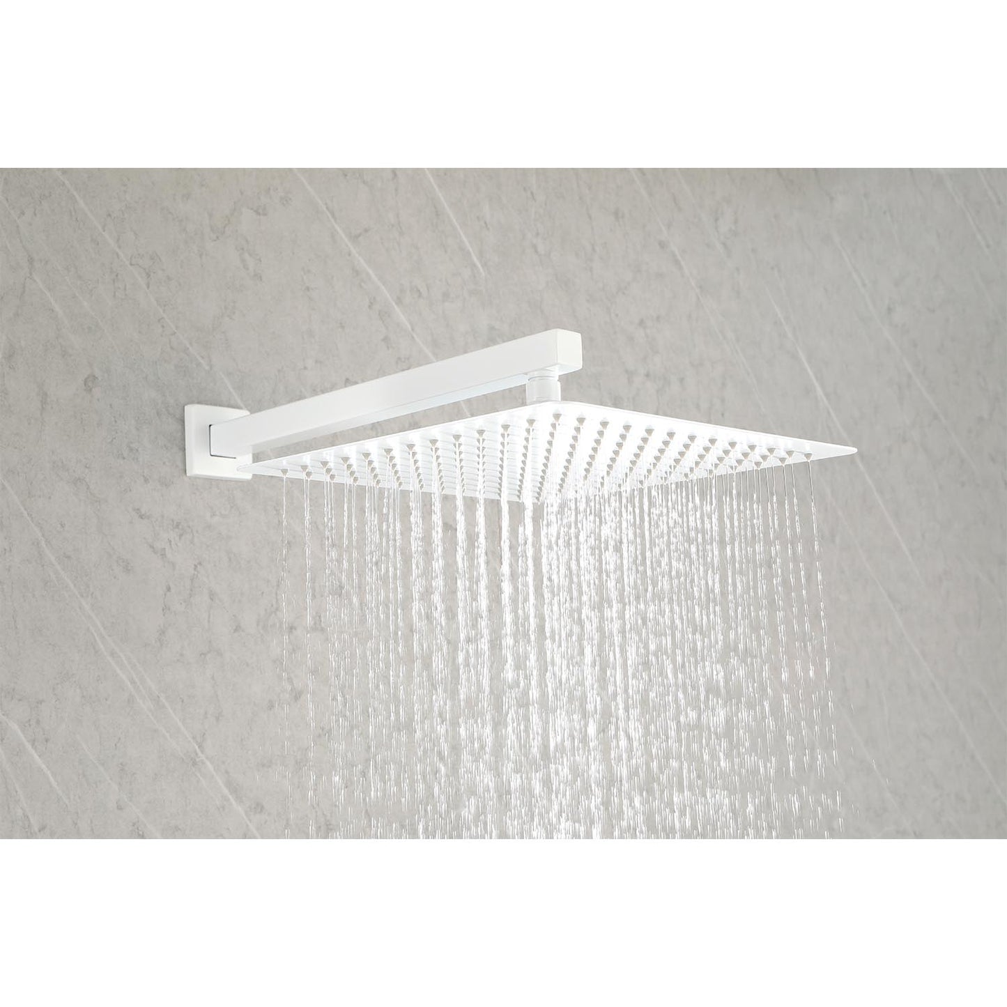 Wall-Mounted Shower System with Hand Shower, Bodysprays & Valve Trim - White