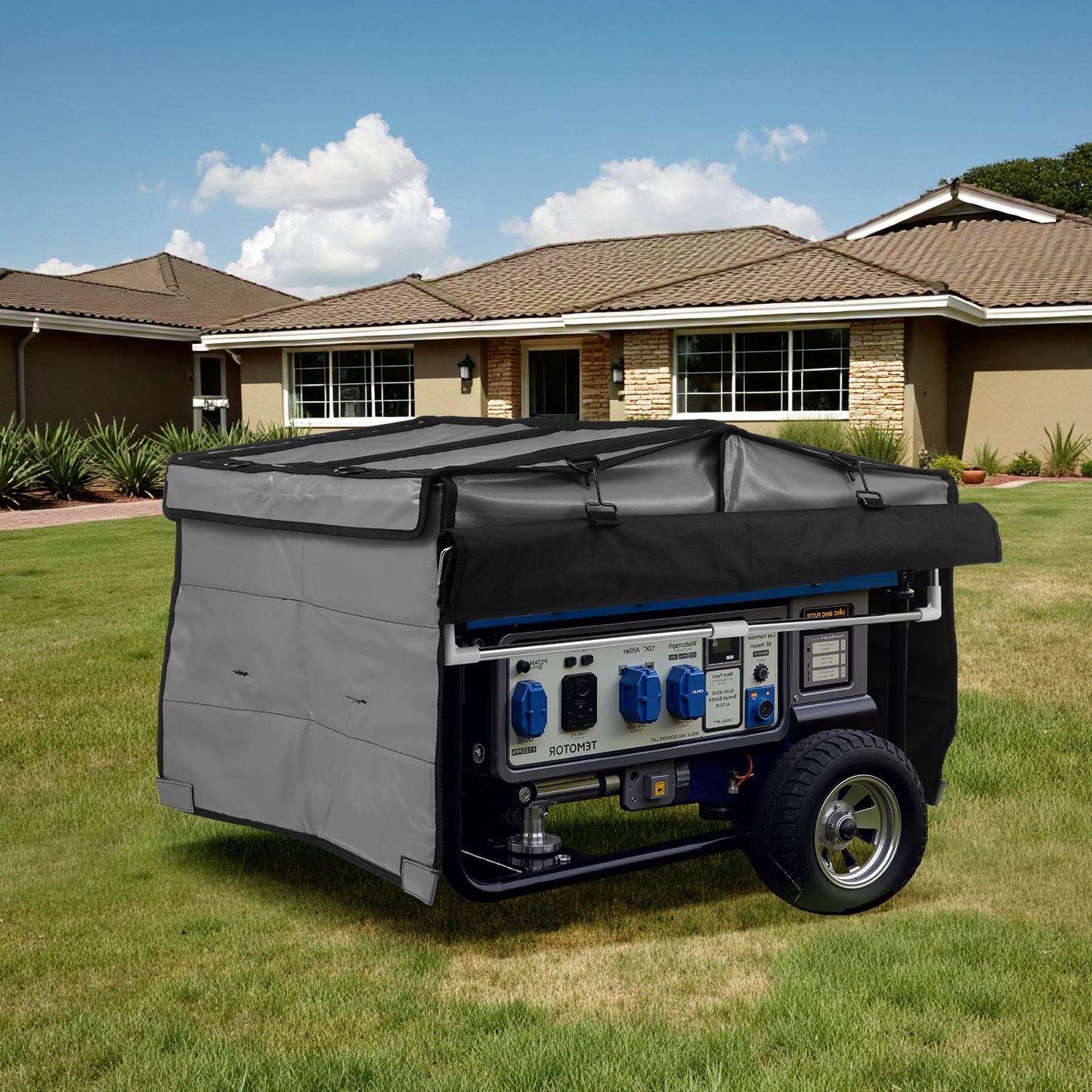 Universal Waterproof Generator Cover 420D 34x26x21in for 3500-12000W - Weatherproof, Easy Access
