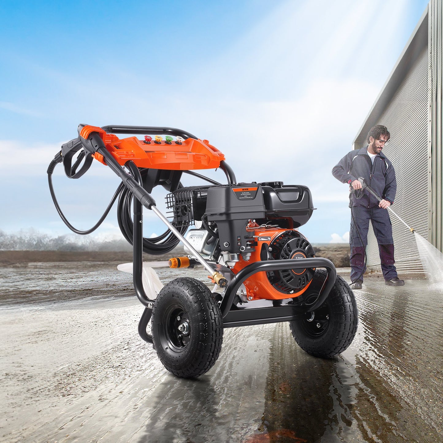 Gas Pressure Washer 3500 PSI 2.6 GPM with 5 Nozzle Set for Cars and Outdoor Cleaning