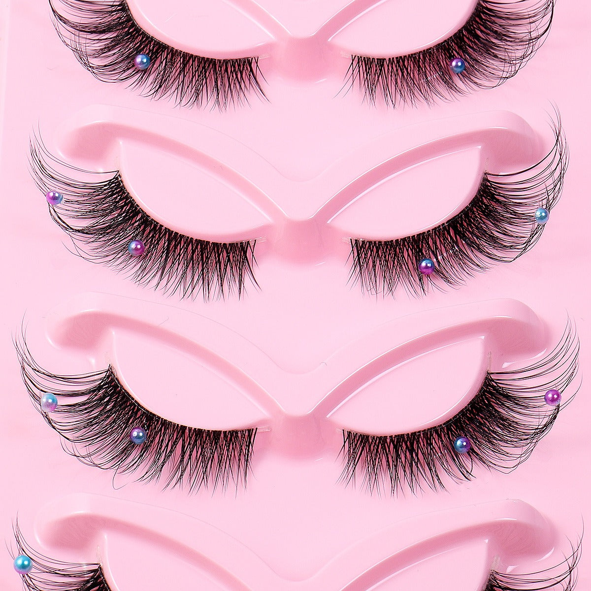 3D Cluster False Eyelashes - 5 Pairs Foxy Winged Cat Eye Strip Lashes