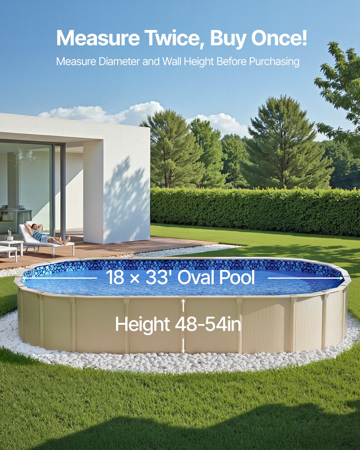 18x33 ft Pool Liner Overlap Style - Durable Vinyl Fit for Above-Ground Pools