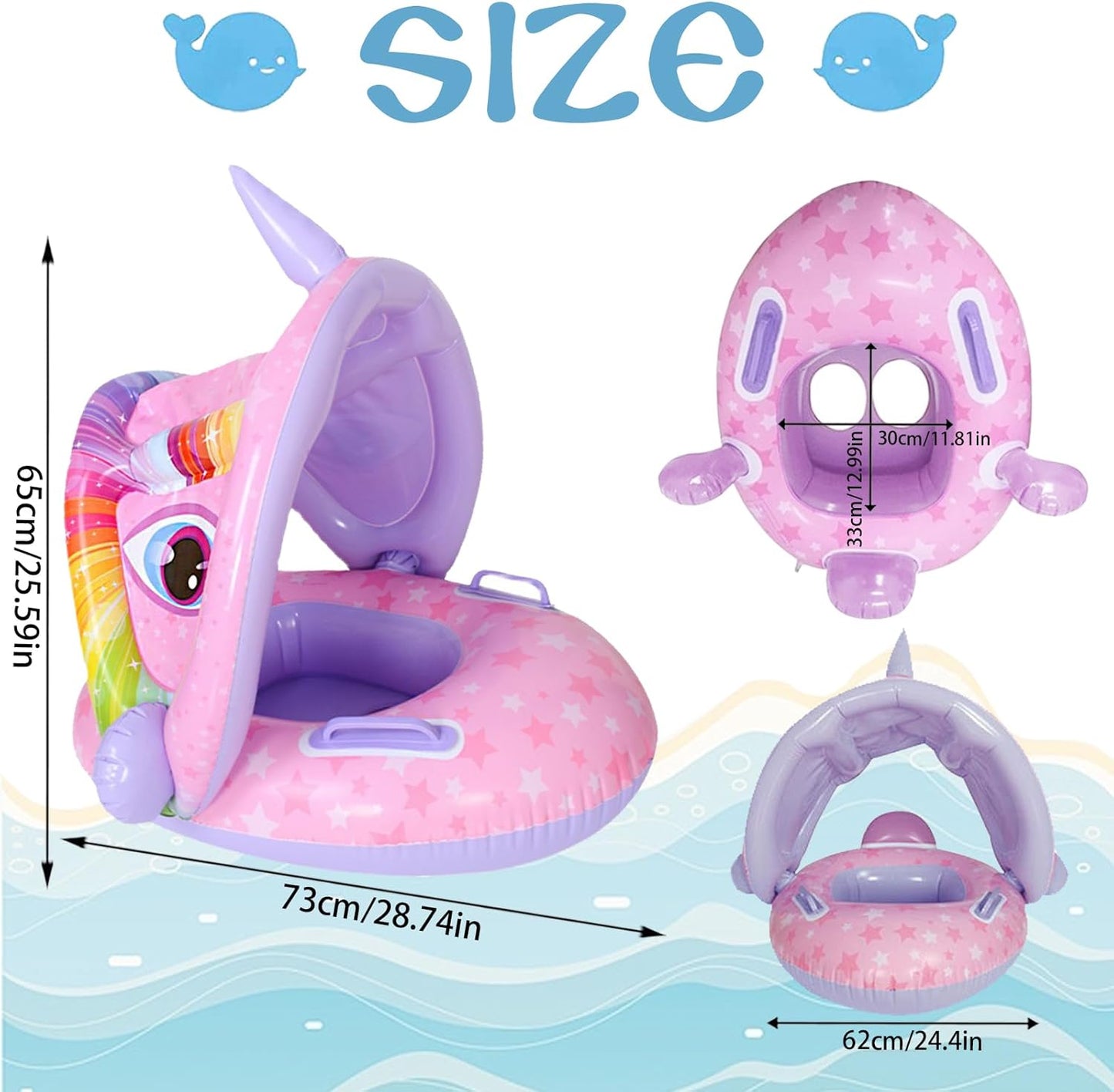 Baby Swimming Ring with Adjustable Safety Seat - Pink
