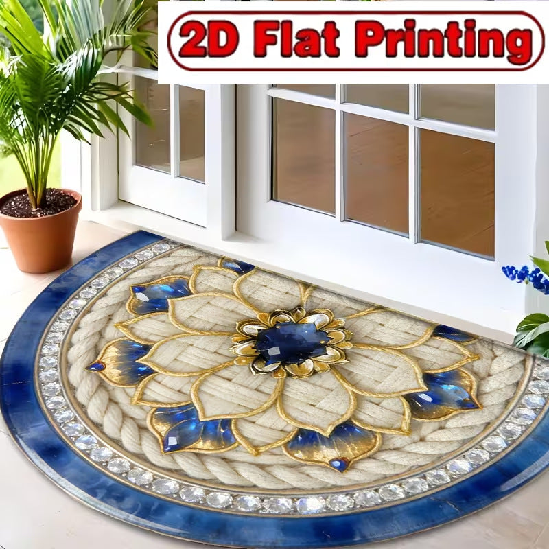 Crystal Velvet Semi-Circular Anti-Fouling Floor Mat - Multiple Sizes & Styles